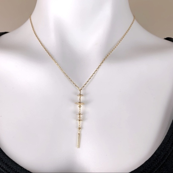 JULES SMITH Goldtone Disc Drop Necklace - Picture 1 of 8